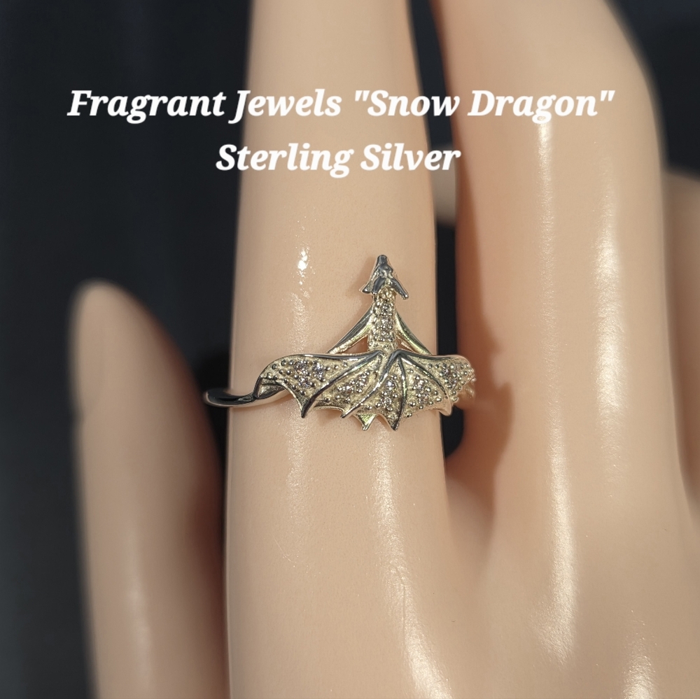 Fragrant Jewels "Snow Dragon" Sterling Silver Ring With Cubic Zirconias